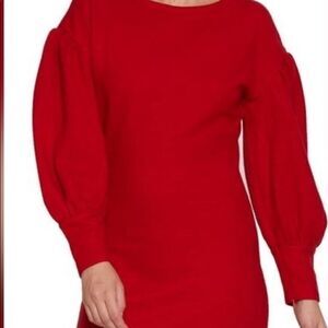 Walter Baker knit dress balloon sleeves red in M gorpcore NWOT